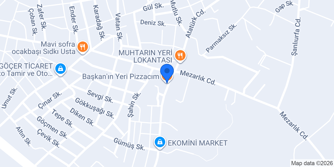 Başkan'ın Yeri Pizzacım konumu