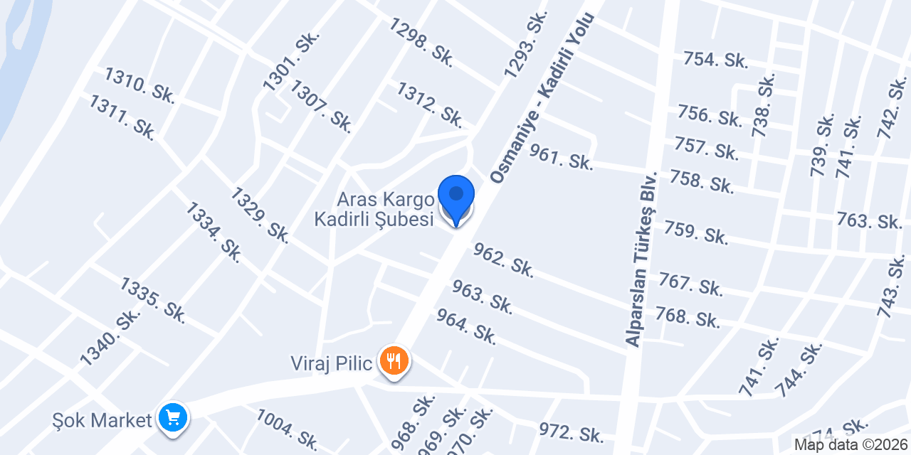 Aras Kargo Kadirli Şubesi konumu