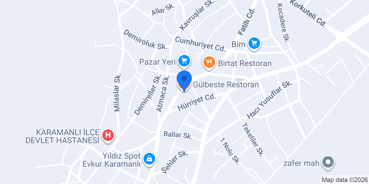 Gülbeste Restoran konumu