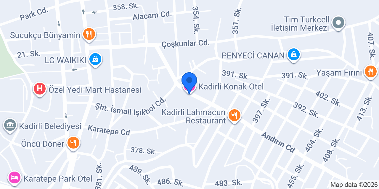 ANDIRIN OTELİ konumu
