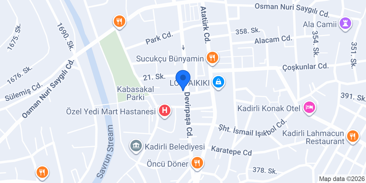 Kadirli Deva Veteriner Kliniği konumu