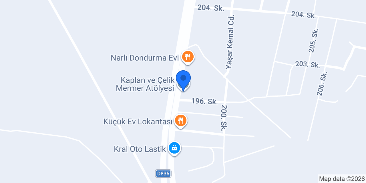 Kaplan ve Çelik Mermer Atölyesi konumu