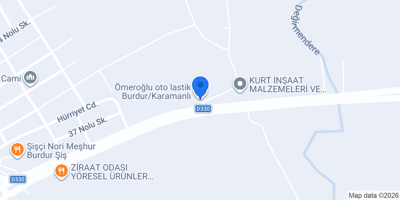Ömeroğlu oto lastik Burdur/Karamanlı konumu