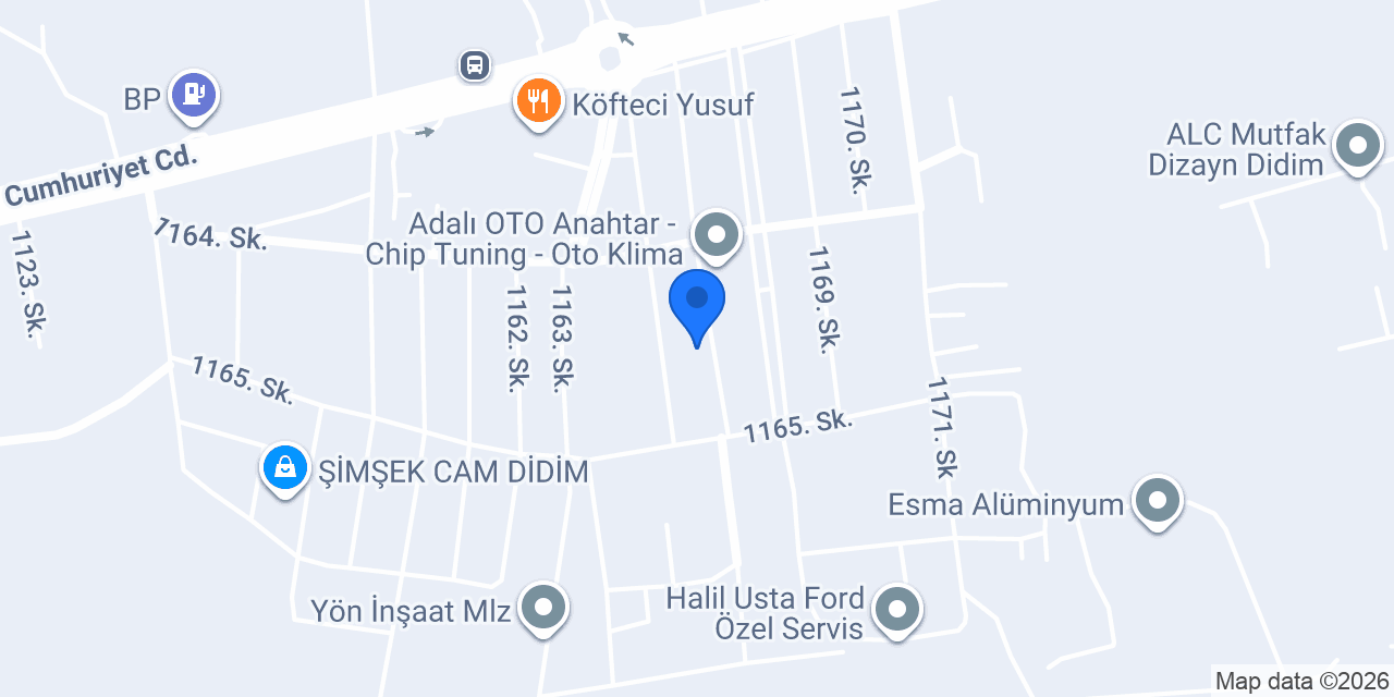 Özgür Cam Ürünleri konumu