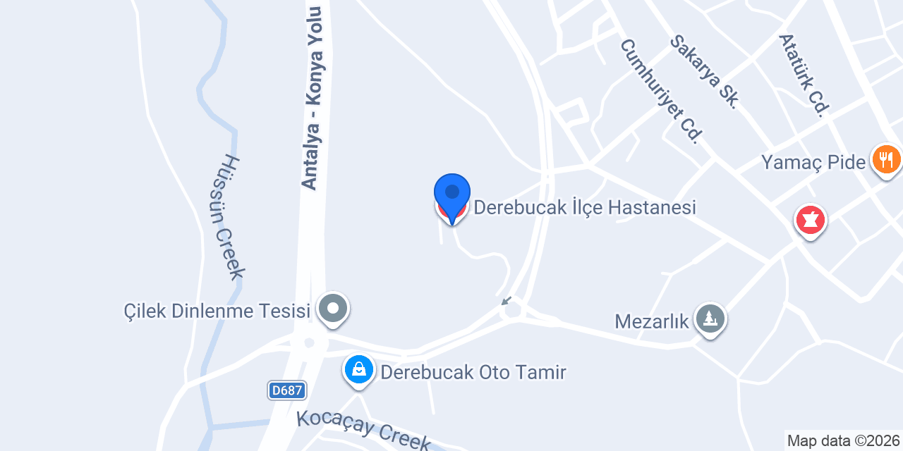Derebucak İlçe Hastanesi konumu
