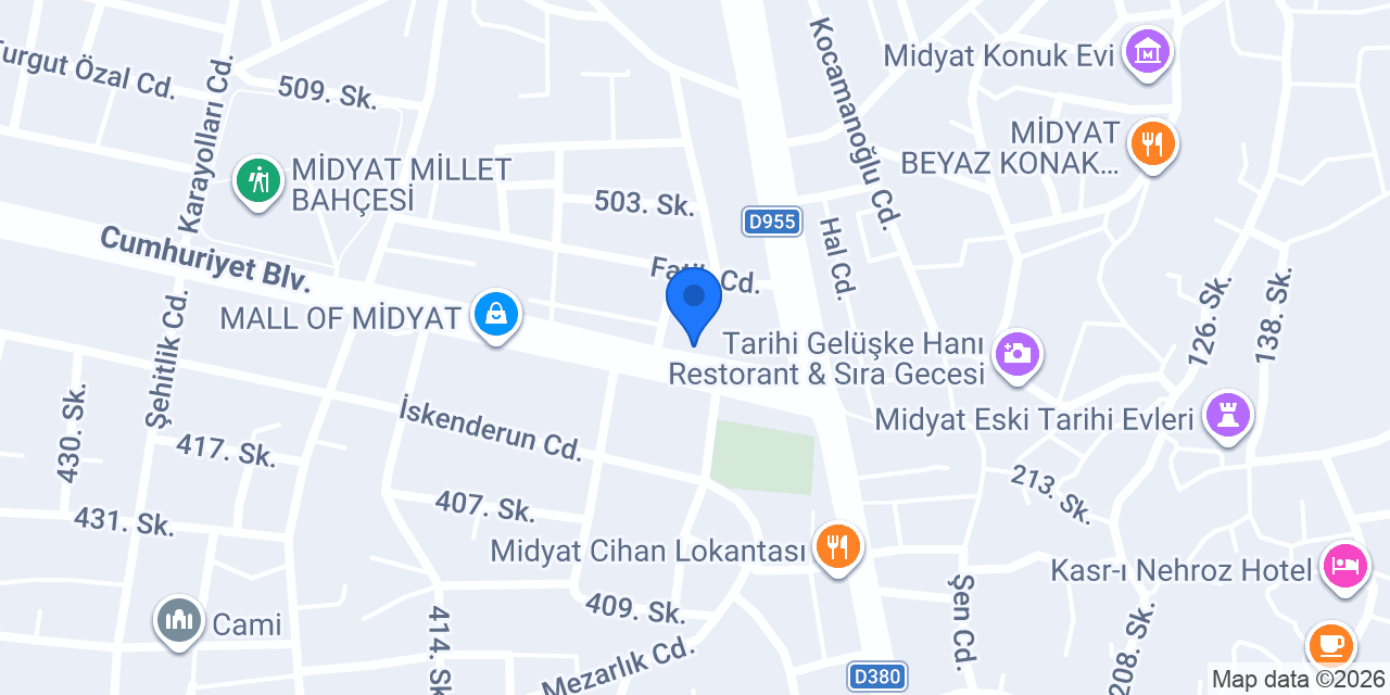 Midyat Dara otel konumu
