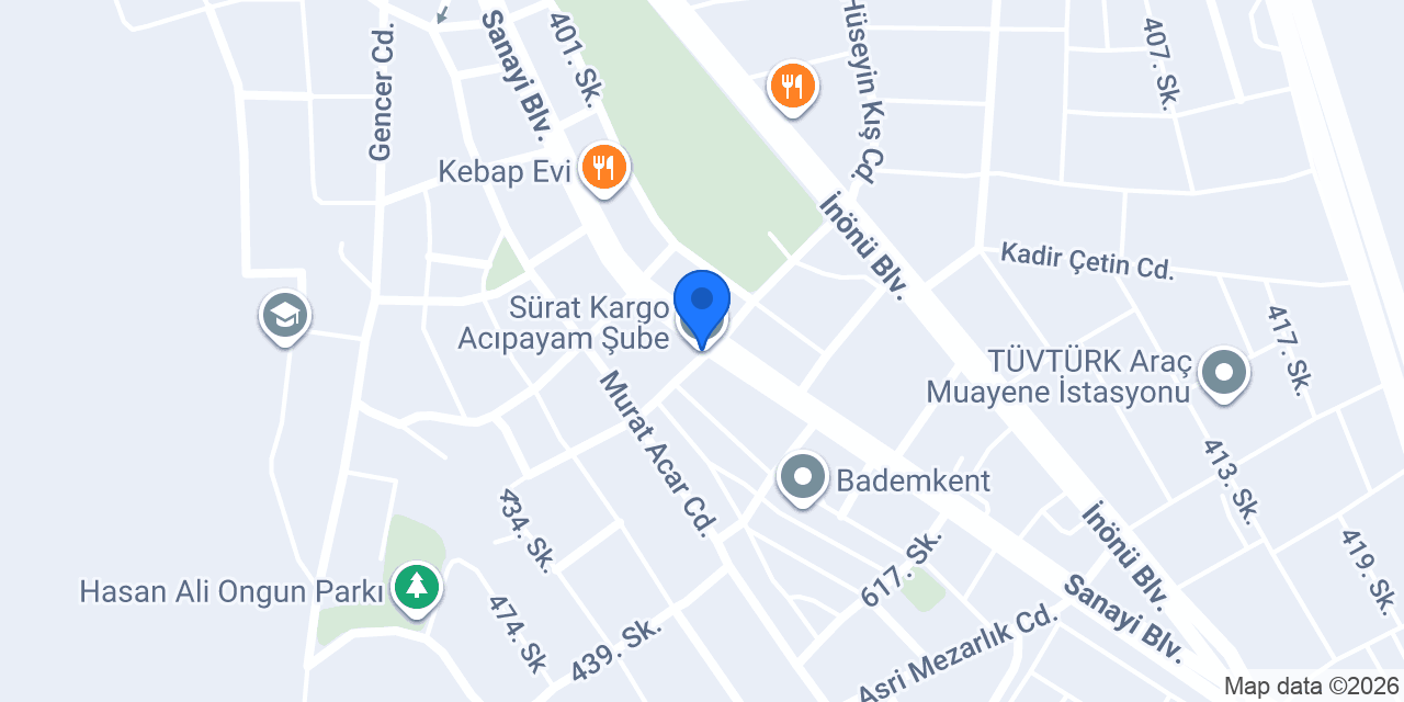 Sürat Kargo Acıpayam Şube konumu
