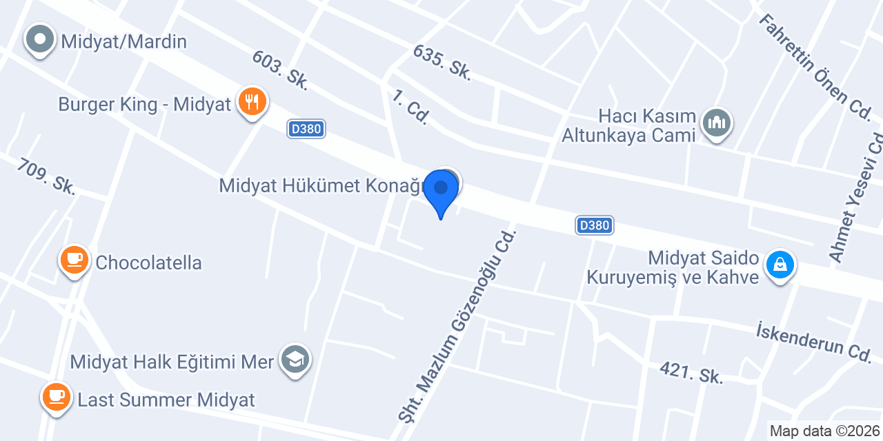 Midyat İlçe Emniyet Müdürlüğü konumu