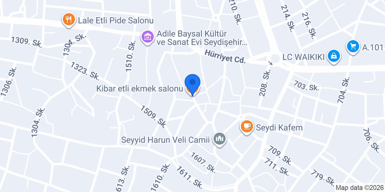 Kibar etli ekmek salonu konumu