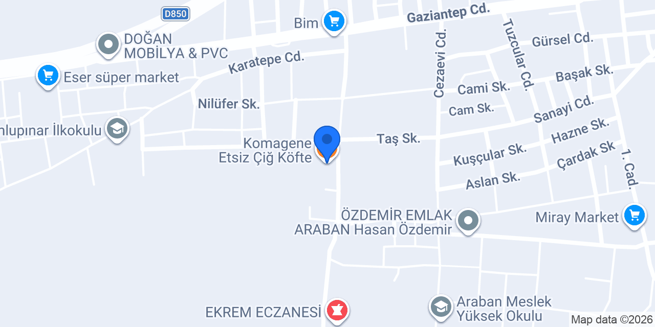 Komagene Etsiz Çiğ Köfte konumu