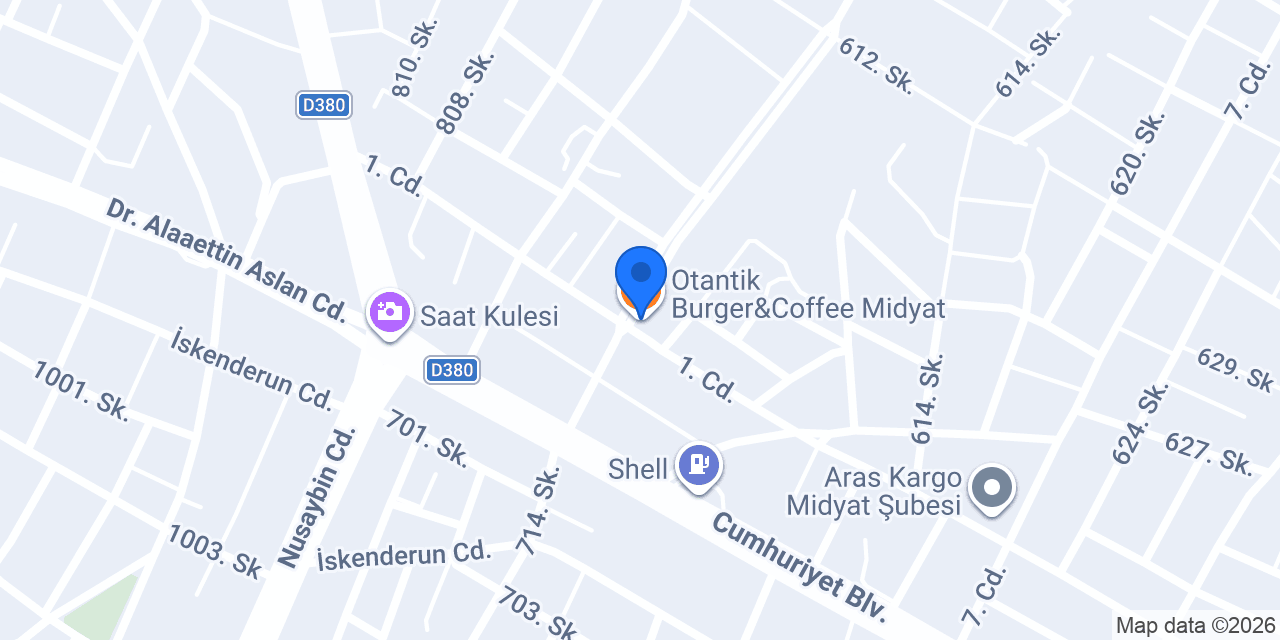 Otantik Burger&Coffee Midyat konumu