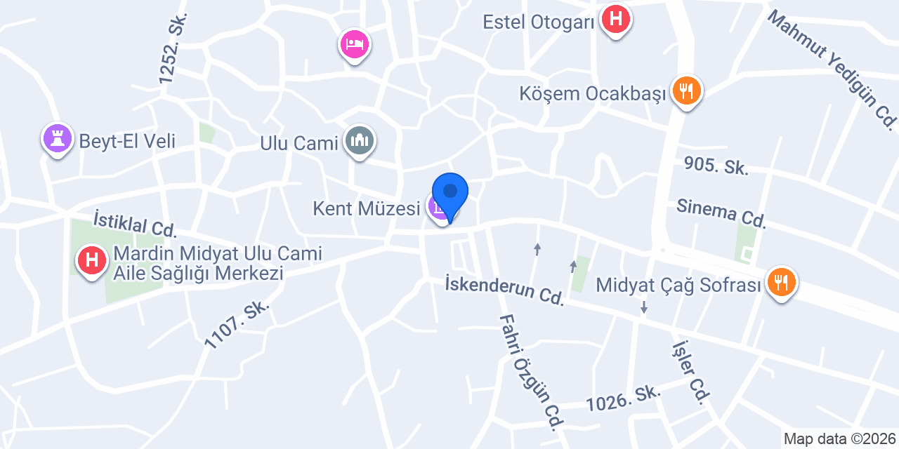 Midyat Belediyesi Estel Hanı Halk Evi konumu