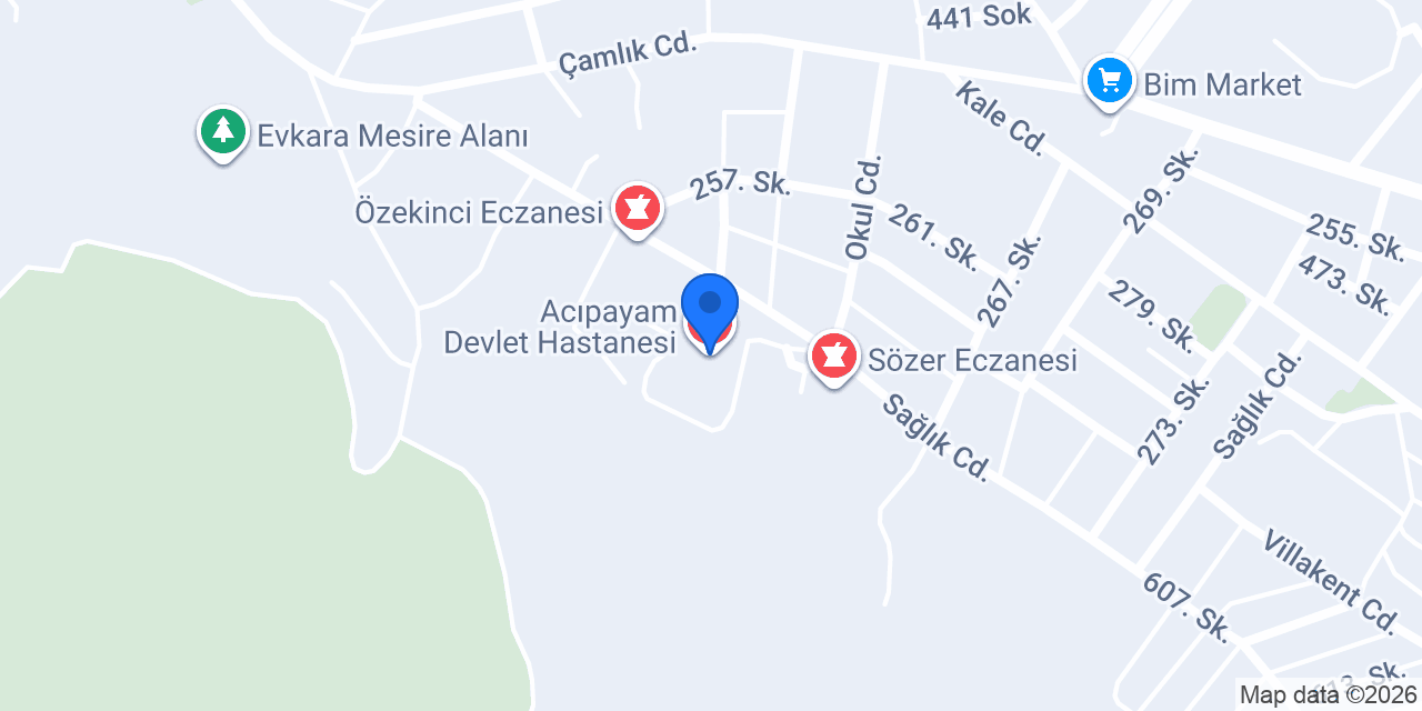 Acıpayam Devlet Hastanesi konumu