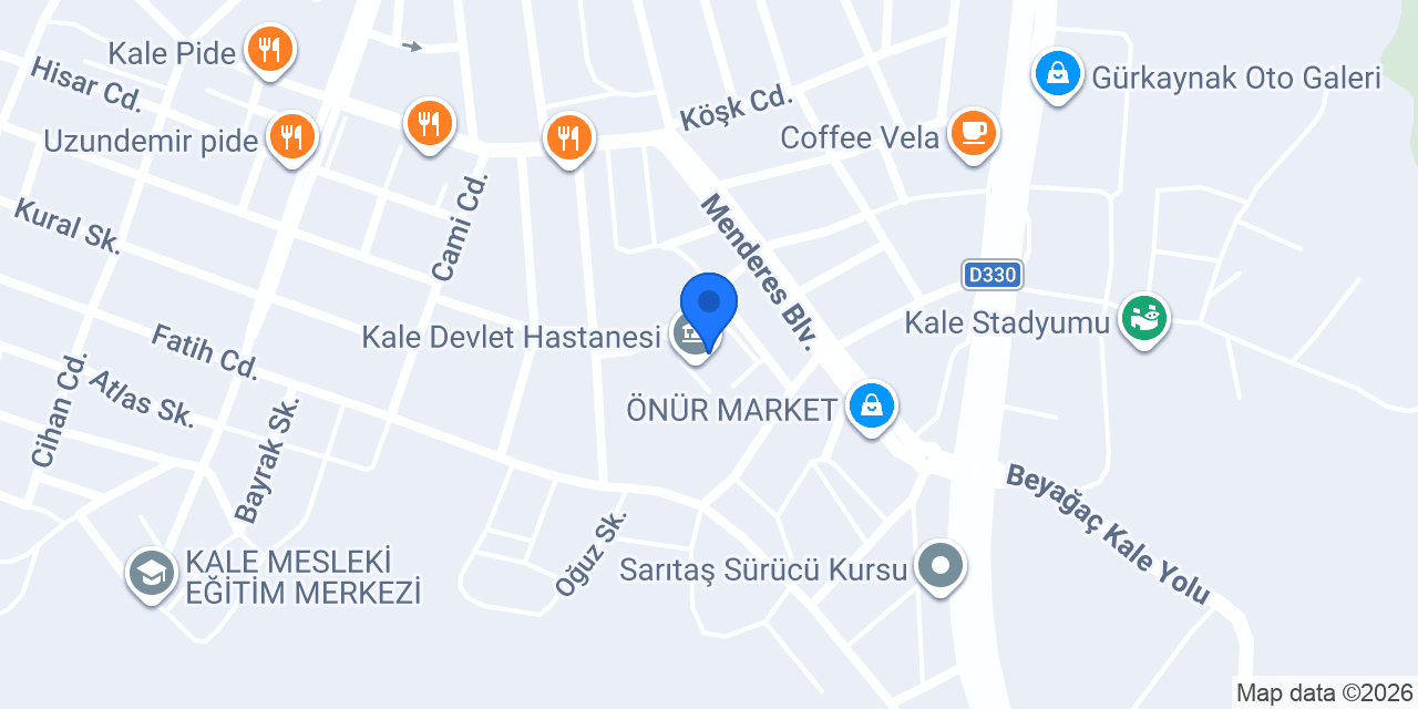 Kale Devlet Hastanesi konumu