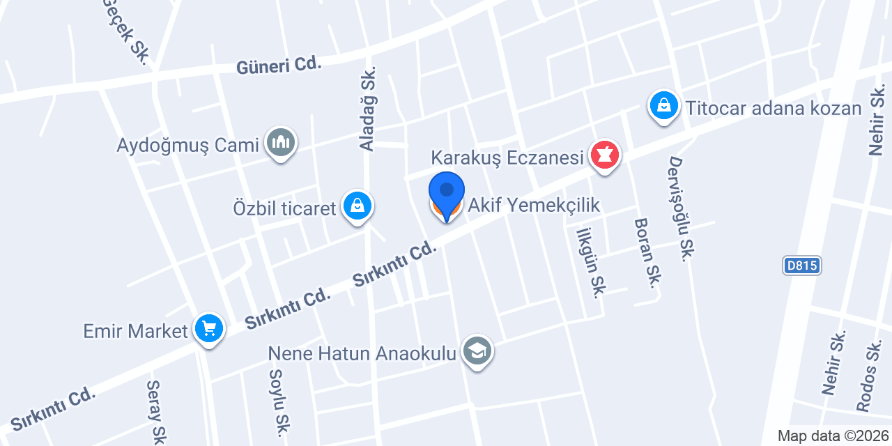 Akif Yemekçilik konumu