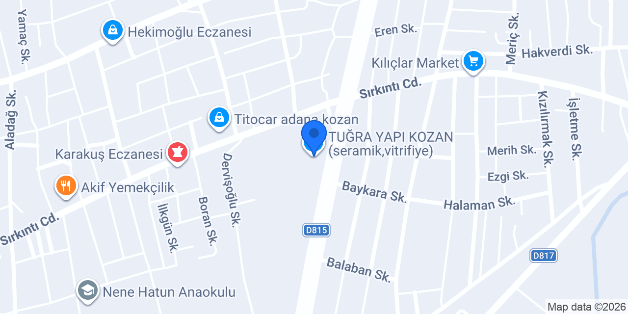 TUĞRA YAPI KOZAN (seramik,vitrifiye) konumu