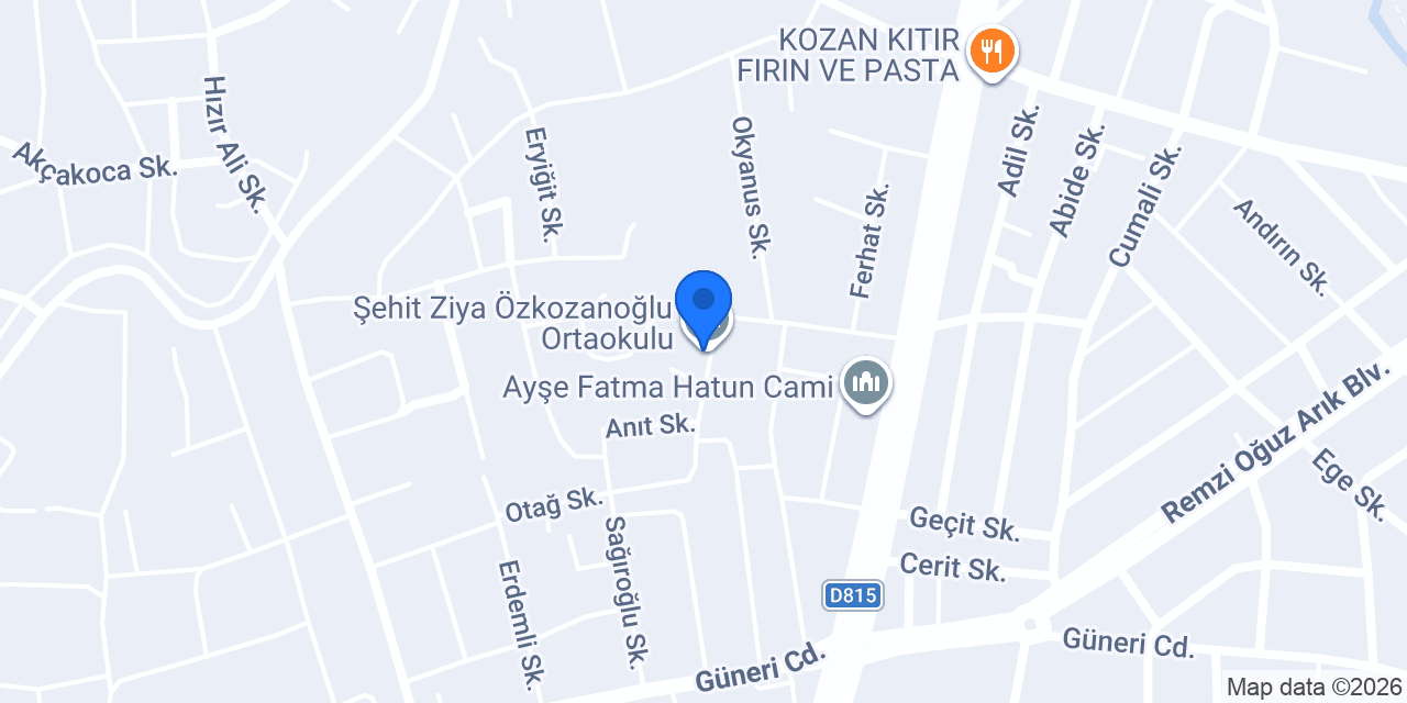 Şehit Ziya Özkozanoğlu Ortaokulu konumu