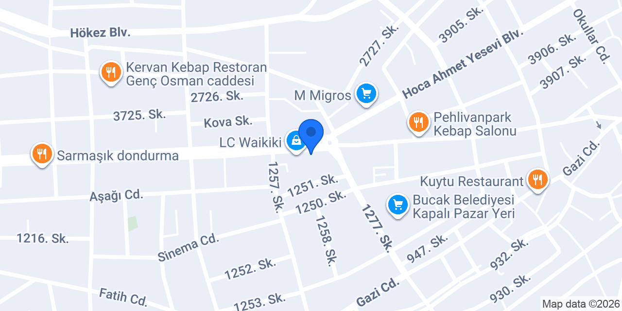 Saklı Bahçe Yemek Salonu konumu