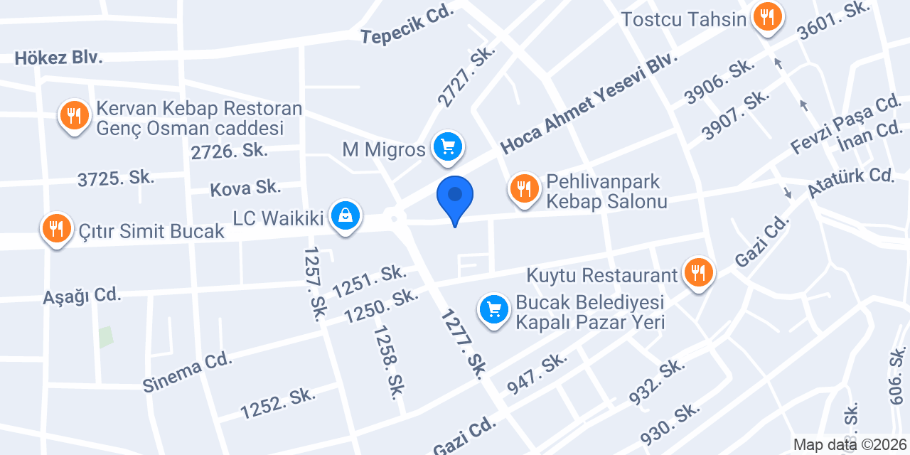 Türkiye İş Bankası Bucak/Burdur Şubesi konumu
