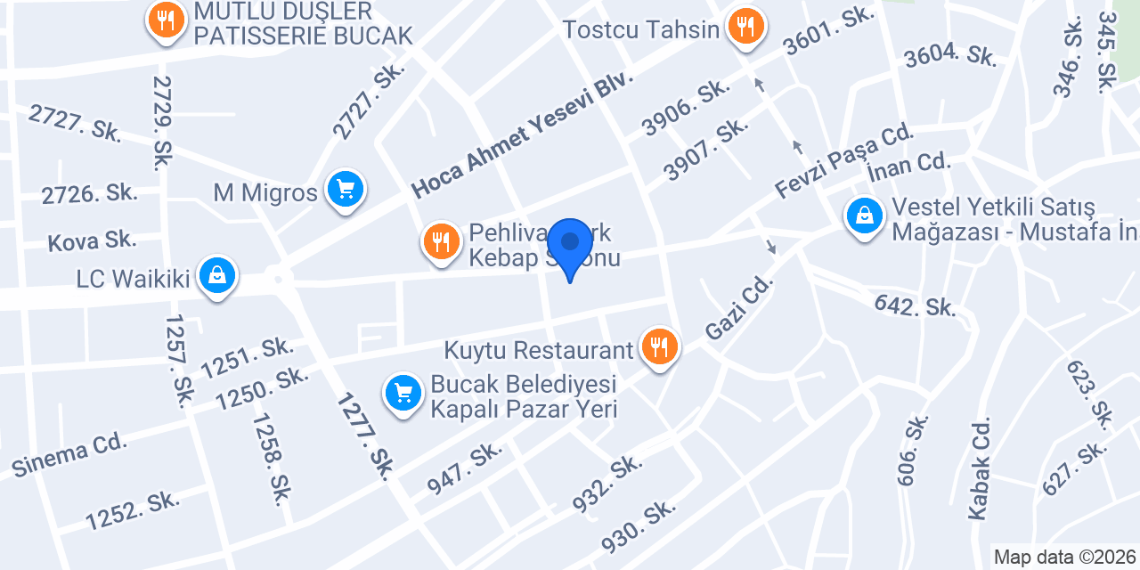 Garanti BBVA Bucak Şubesi konumu