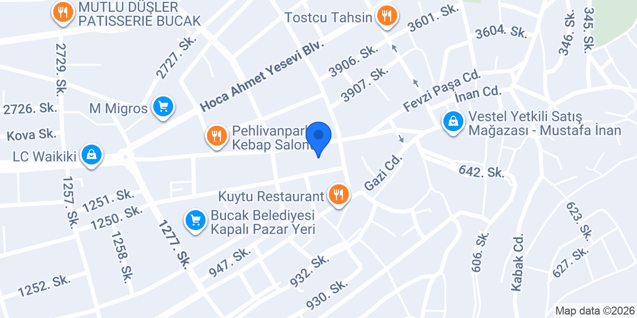 Bucak Ferah Pastanesi konumu