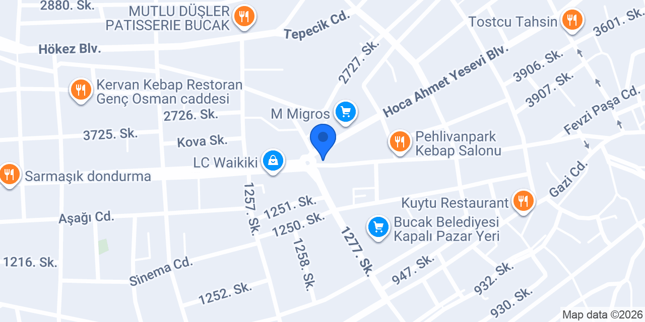 DenizBank Bucak Şubesi konumu