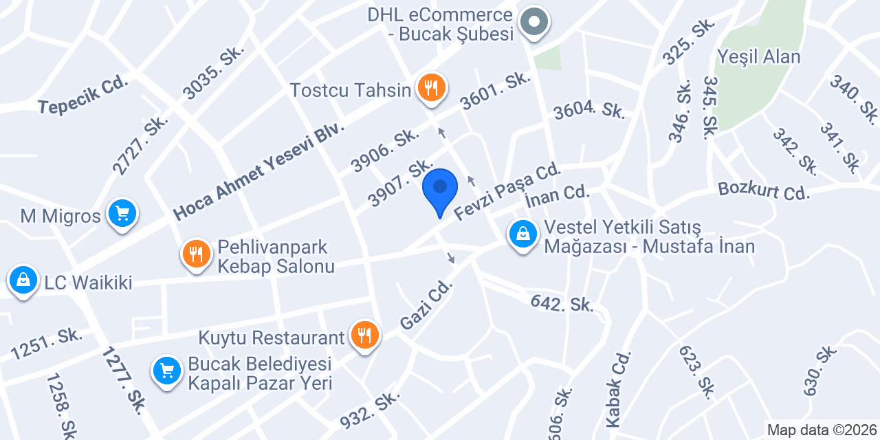 Akbank Bucak Şubesi konumu