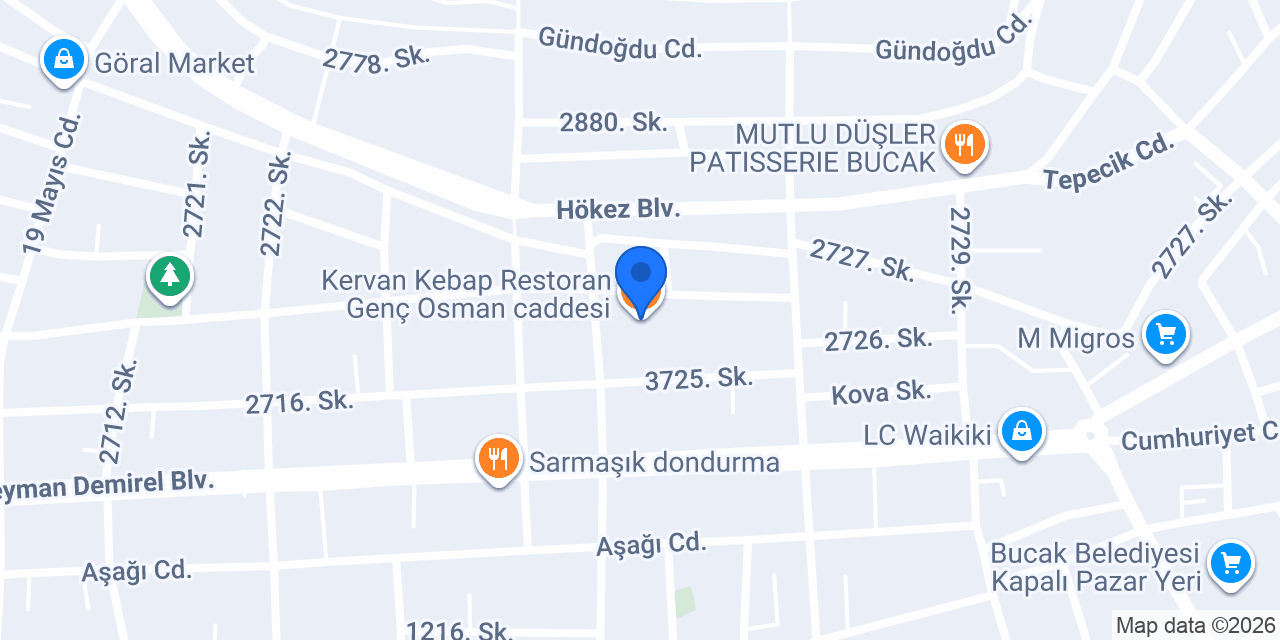 Kervan Kebap Restoran Genç Osman caddesi konumu