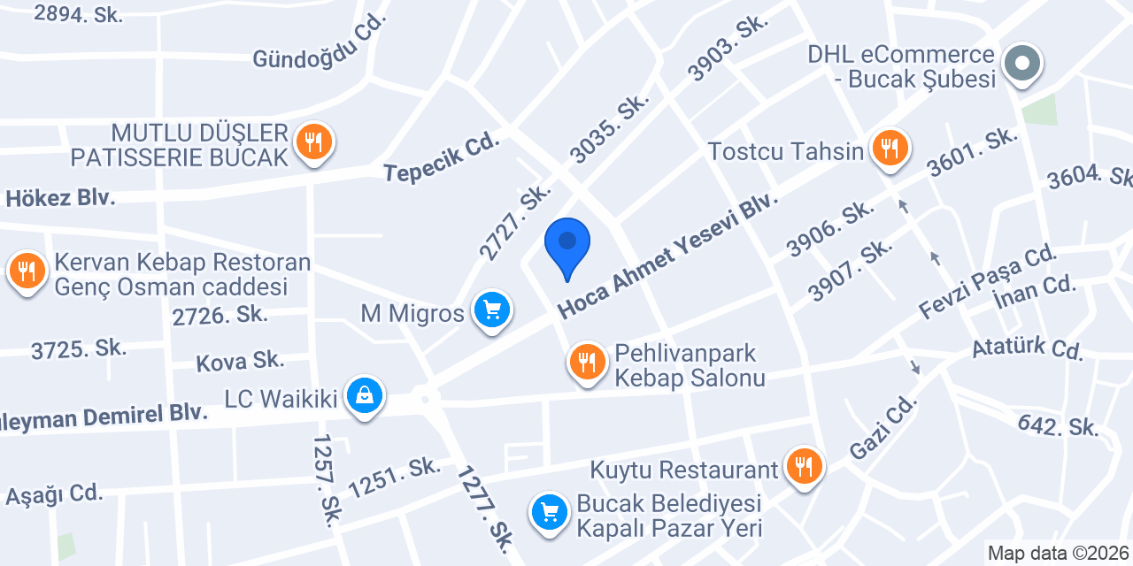 Sürat Kargo Bucak Şube konumu