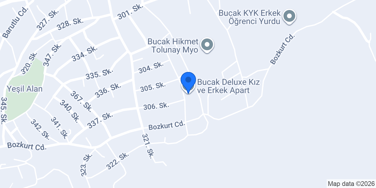 Bucak Deluxe Kız ve Erkek Apart konumu