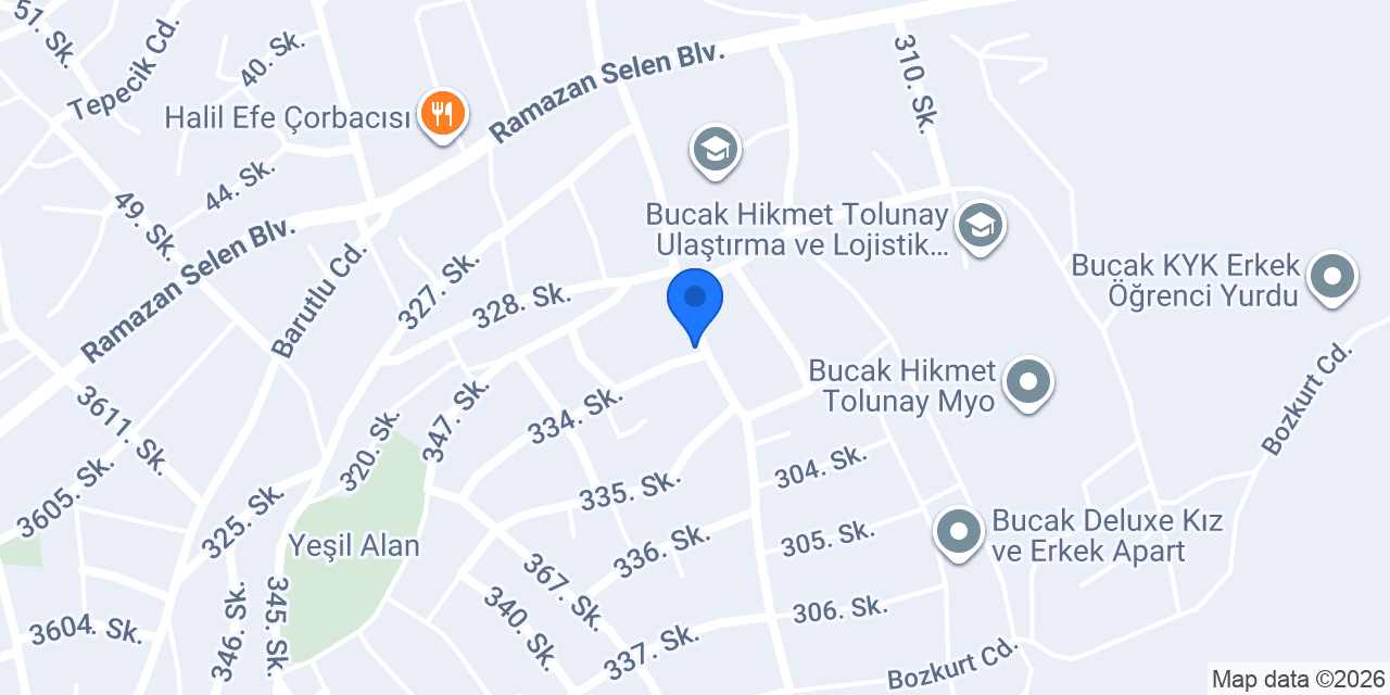 Özcan Kız Apart Pansiyon Bucak konumu
