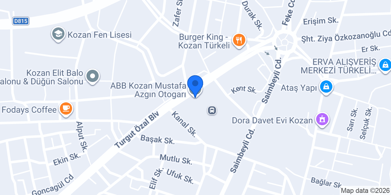 ABB Kozan Mustafa Azgın Otogarı konumu