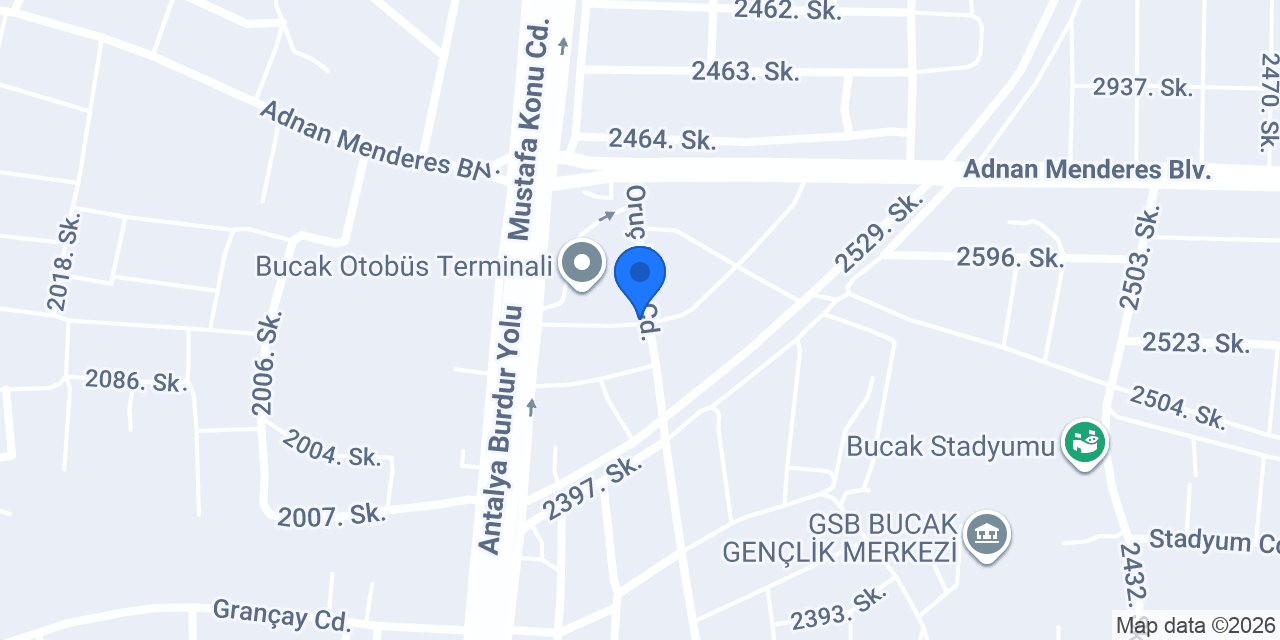 Bucak Otogar Taksi konumu