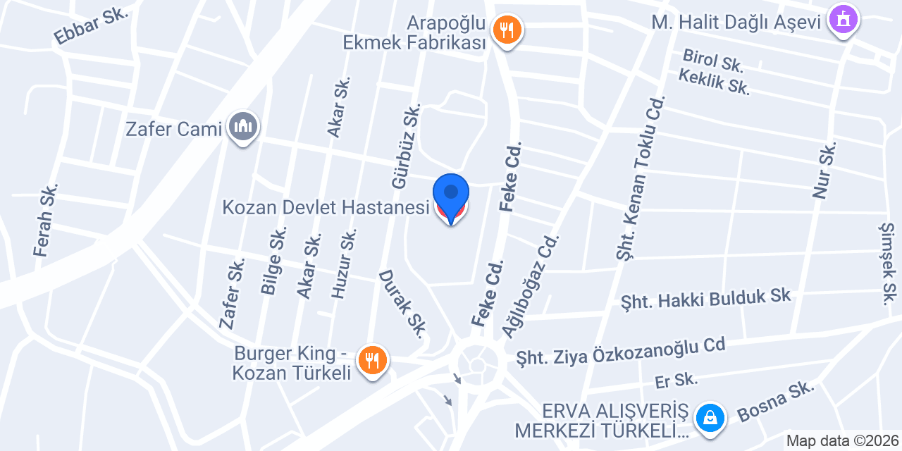 Kozan Devlet Hastanesi konumu