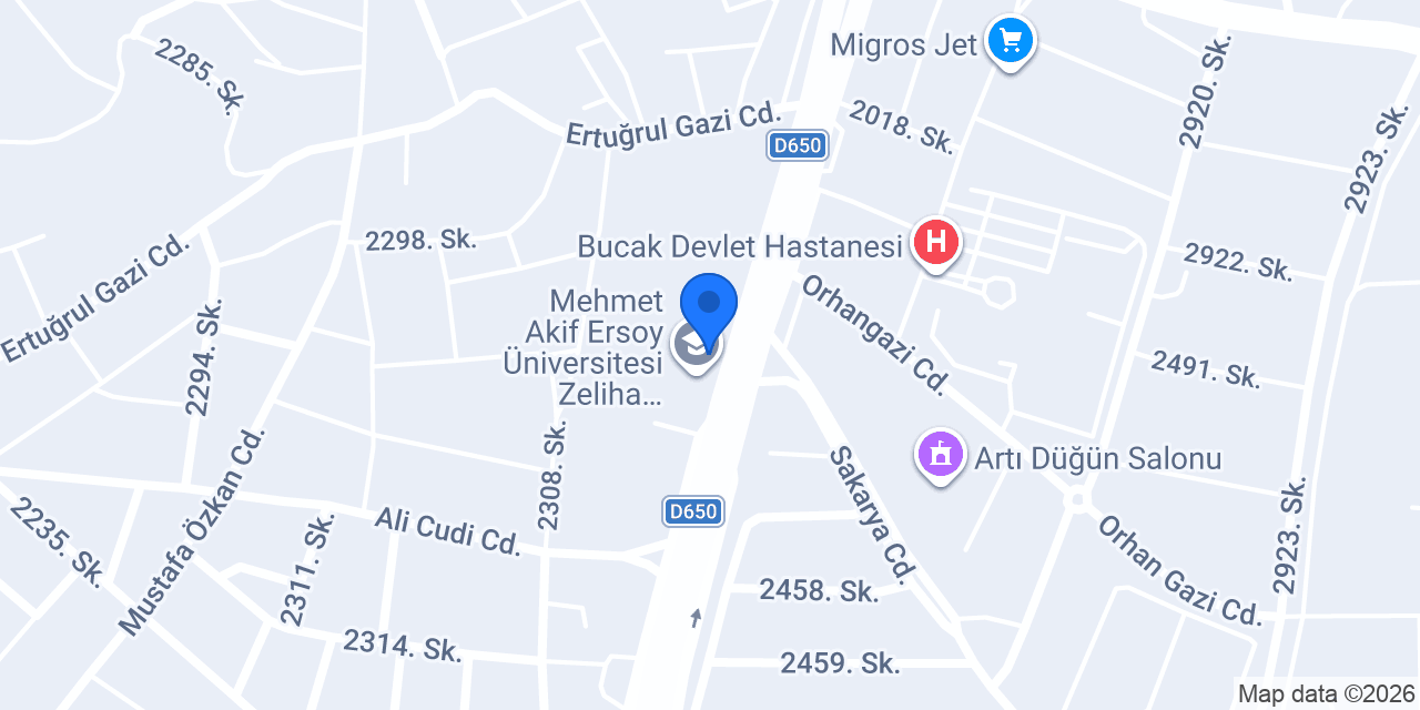 Bucak İşletme Fakültesi konumu