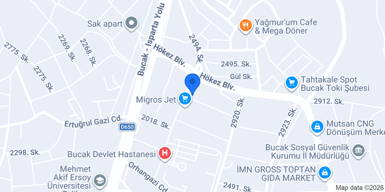 BUCAK Hastane TAKSİ konumu