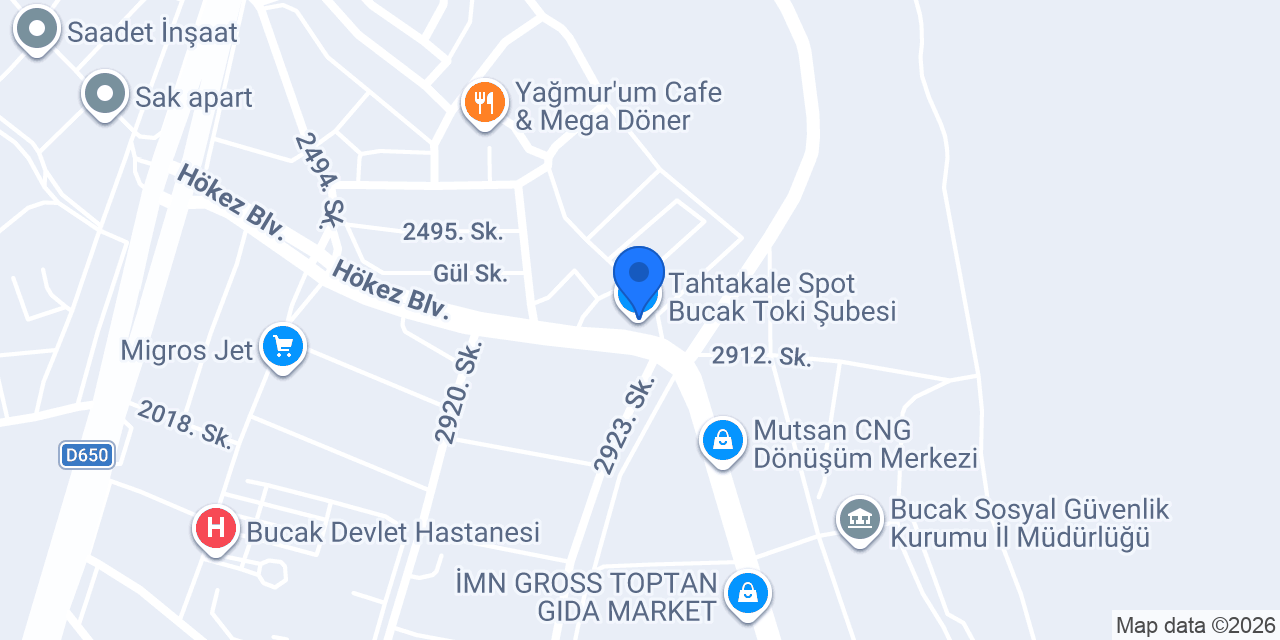 Tahtakale Spot Bucak Toki Şubesi konumu
