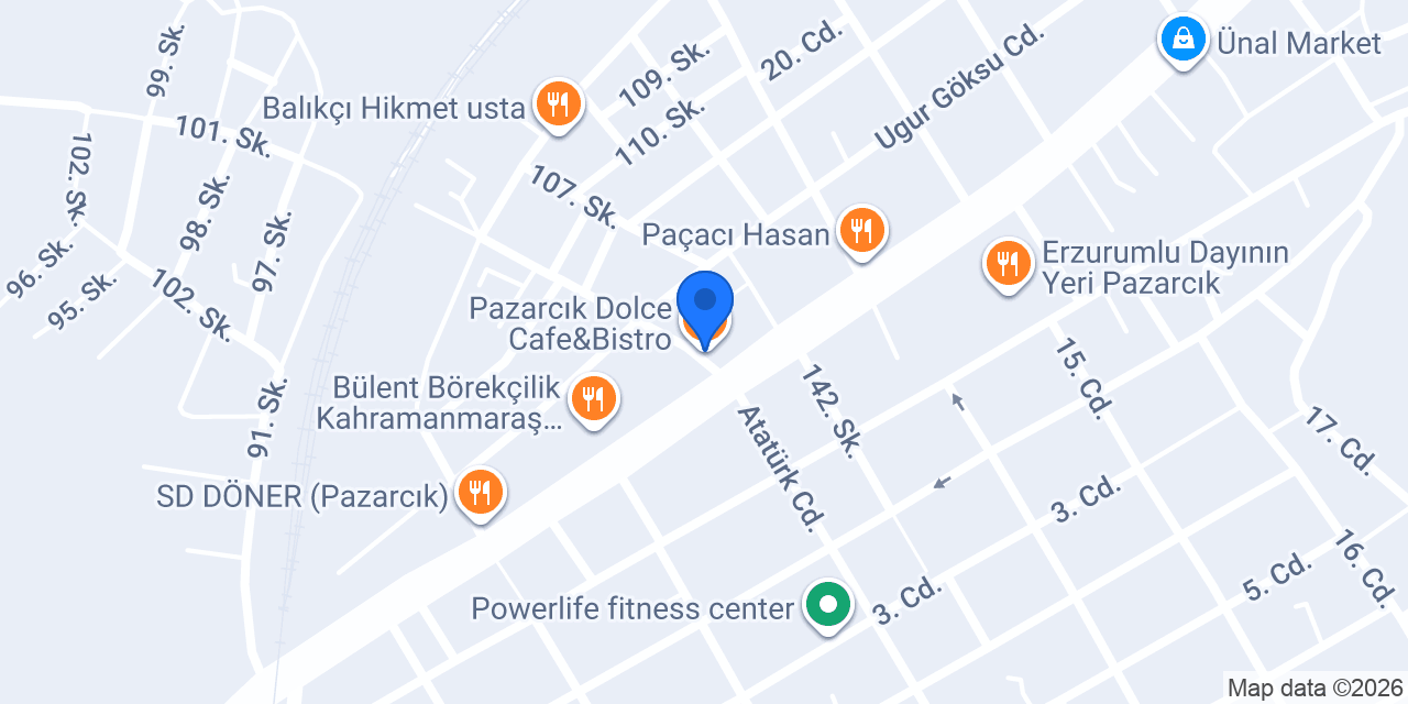 Pazarcık Dolce Cafe&Bistro konumu