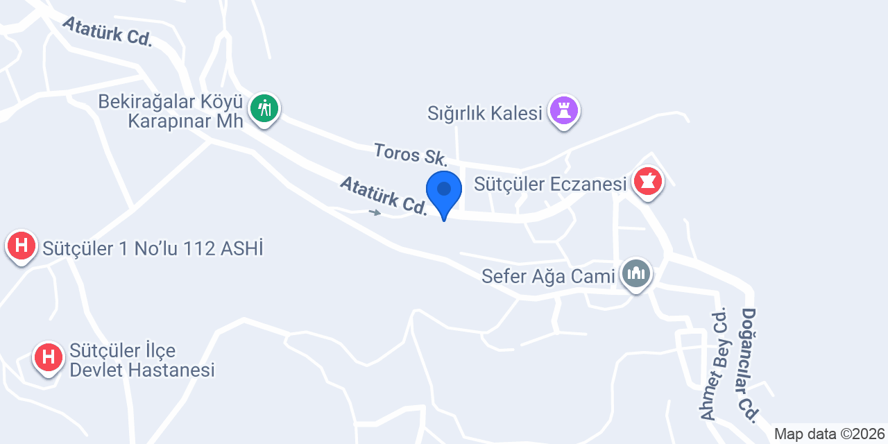 Sütçüler Adliyesi konumu