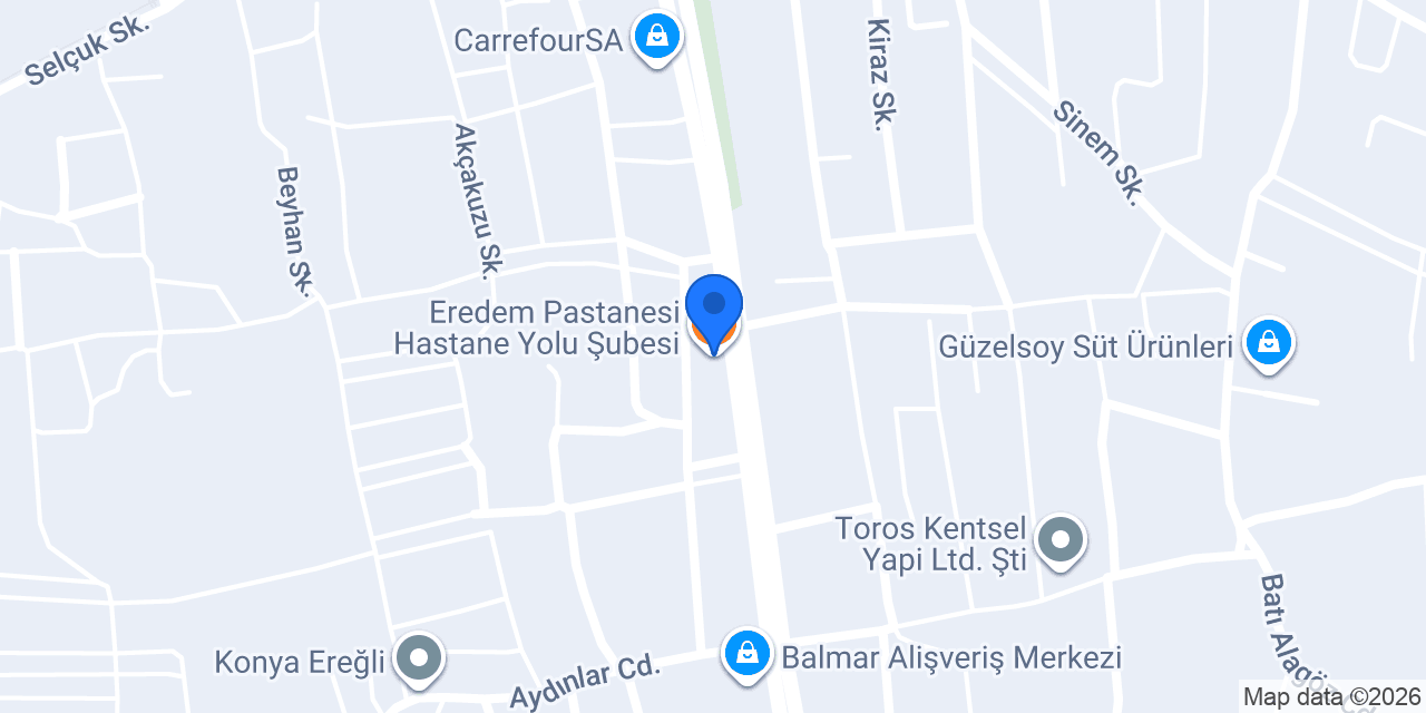 Eredem Pastanesi Hastane Yolu Şubesi konumu