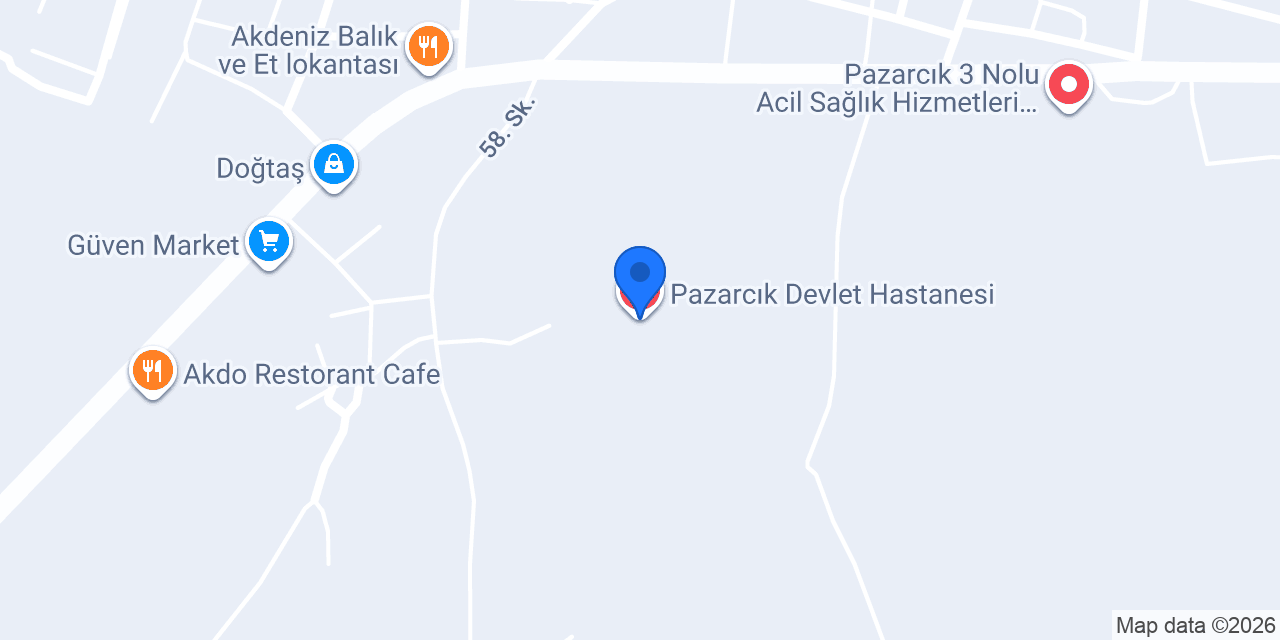 Pazarcık Devlet Hastanesi konumu