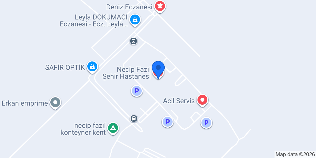 Necip Fazıl Şehir Hastanesi konumu