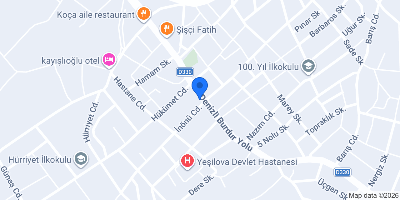 Yeşilova Noterliği konumu