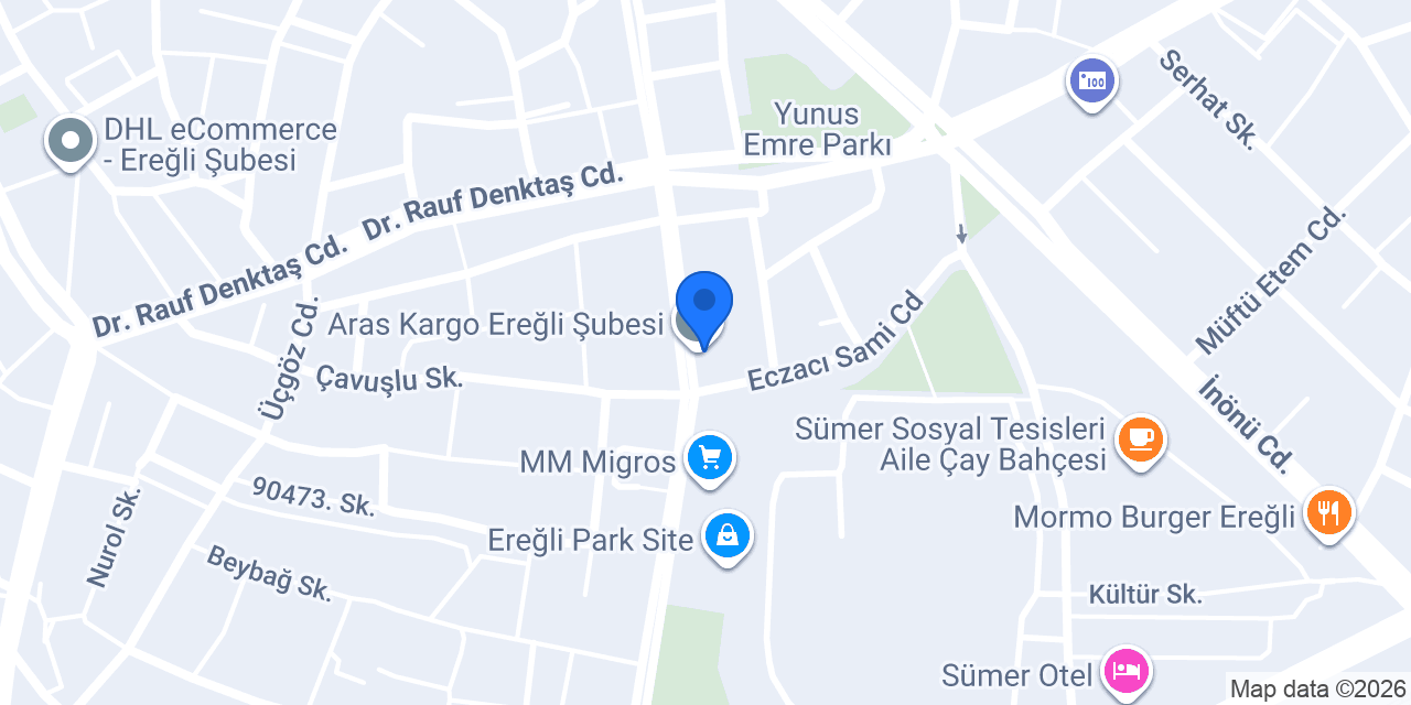 Aras Kargo Ereğli Şubesi konumu