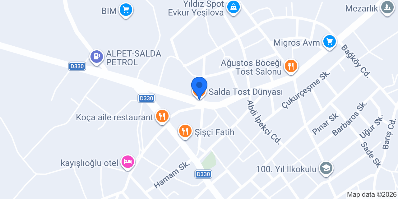 Salda Tost Dünyası konumu