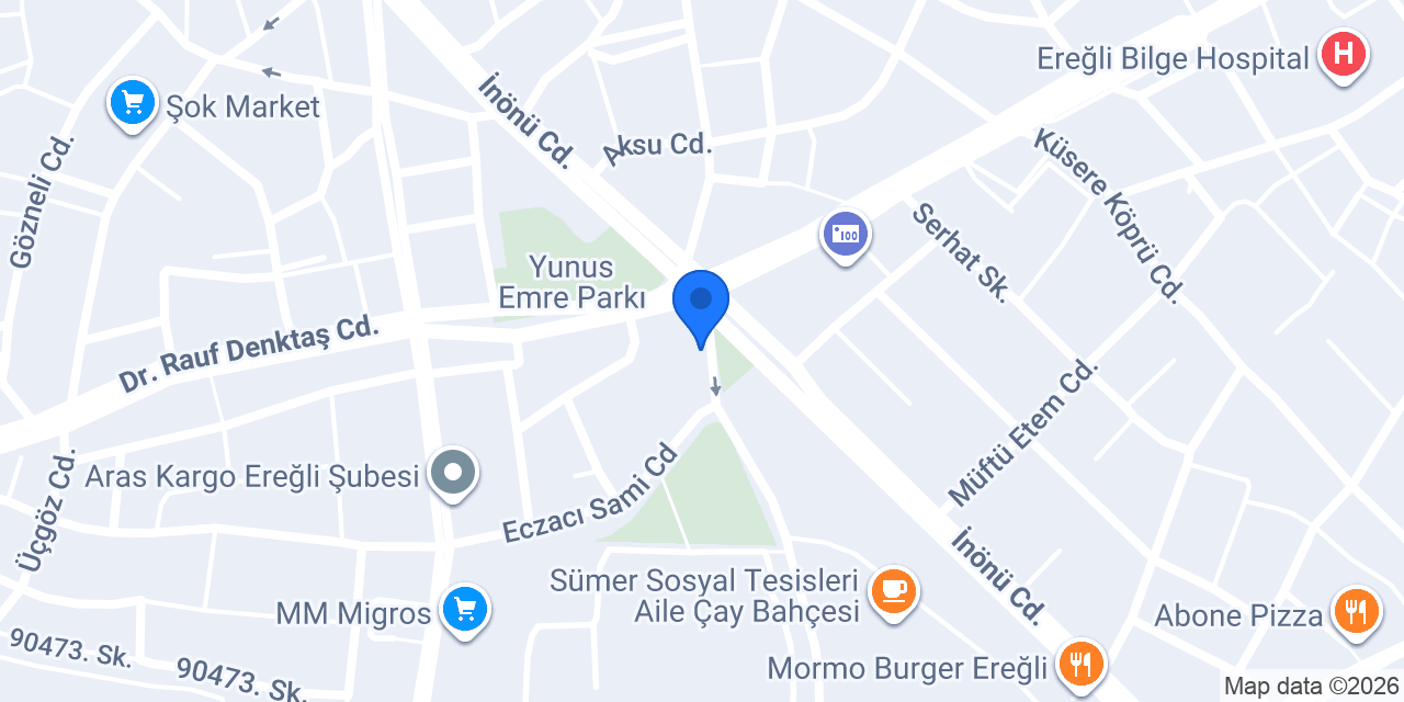 Ereğli İlçe Sağlık Müdürlüğü konumu