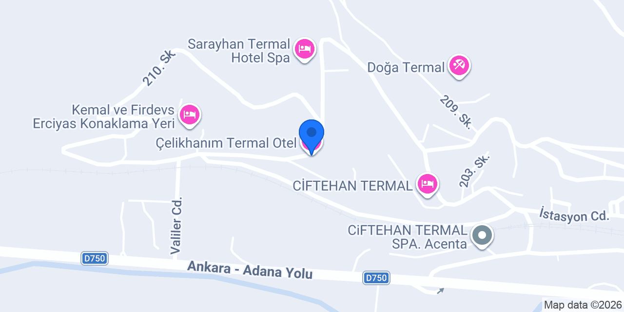 Çelikhanım Termal Otel konumu