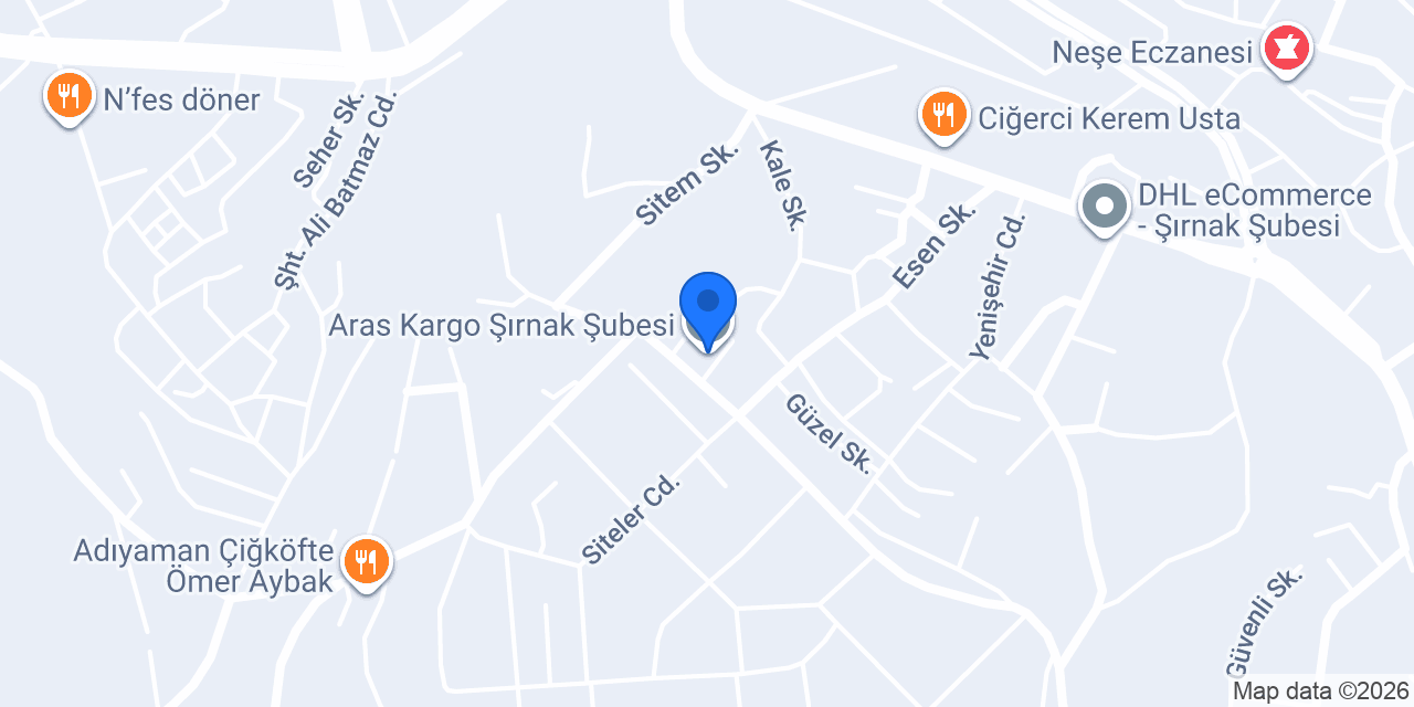 Aras Kargo Şırnak Şubesi konumu