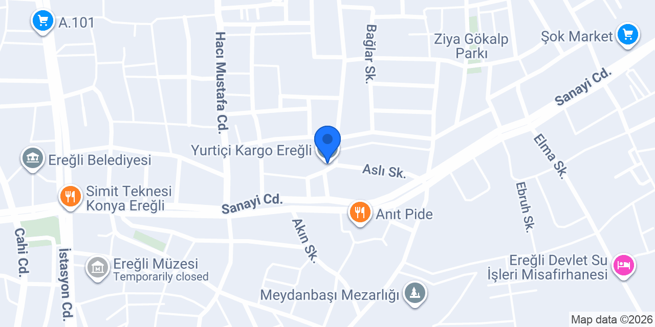 Yurtiçi Kargo Ereğli konumu