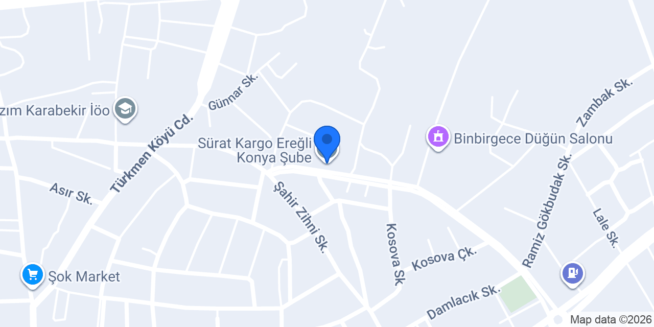 Sürat Kargo Ereğli Konya Şube konumu